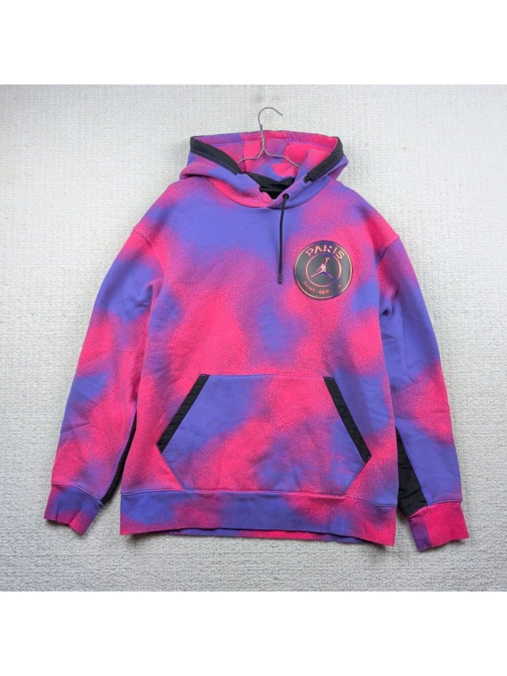 Jordan x PSG Hoodie Mens XL Purple Pink Spray Paint Jumpman Logo CK9649-510